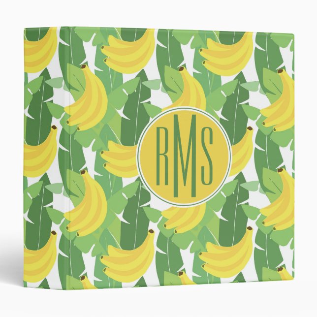 Classeur Feuille de banane et monogramme du motif | de (Devant/Côté)