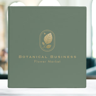 Classeur Feuille d'or encadrée Vert botanique minimal