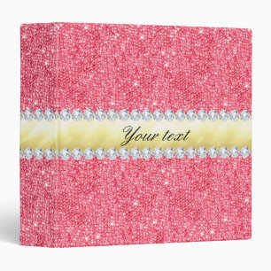 Classeur Feuille d'or et diamants roses de paillettes