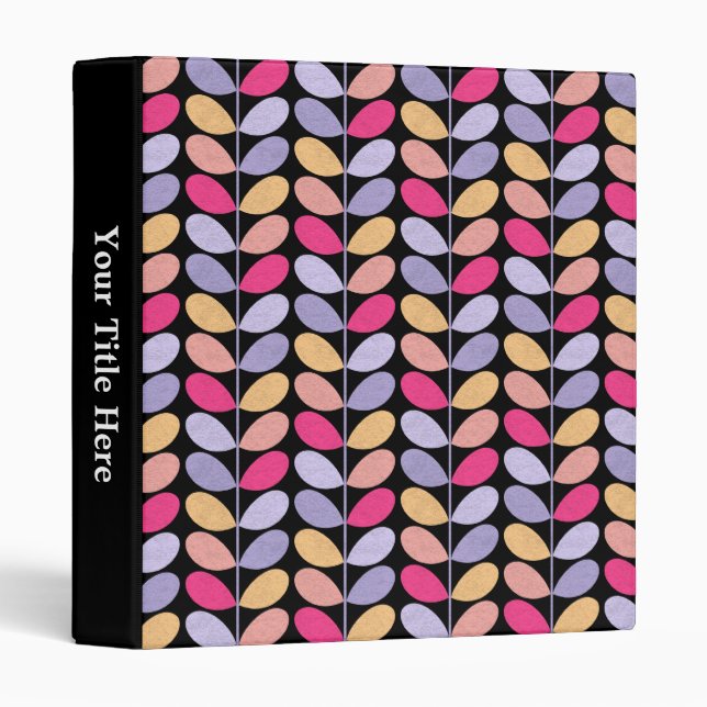 Classeur Feuille rétro - Noir (Devant/Côté)