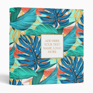 Classeur Feuille tropical - Nom de texte personnal