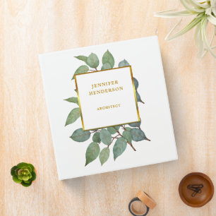 Classeur Feuilles aquarelles élégant or professionnel