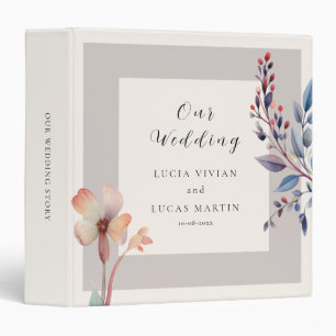 Classeur Feuilles bleues aquarelles classiques Mariage mini