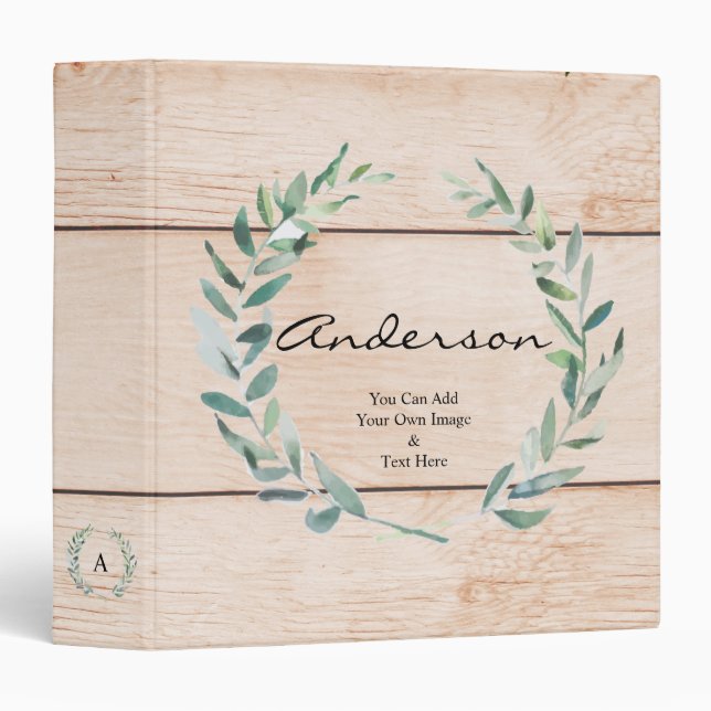 Classeur Feuilles botaniques d'aquarelle sur plaque en bois (Devant/Côté)