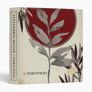 Classeur Feuilles d'aquarelle modernes Bourgogne