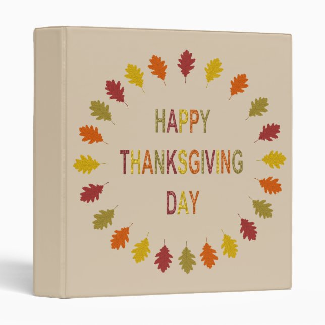 Classeur Feuilles de chêne de Thanksgiving (Devant/Côté)