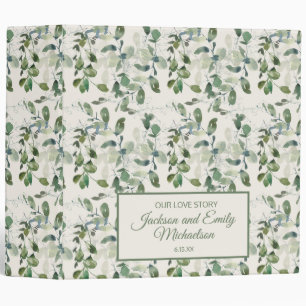 Classeur Feuilles de Eucalyptus Vert Mariage Couple Album