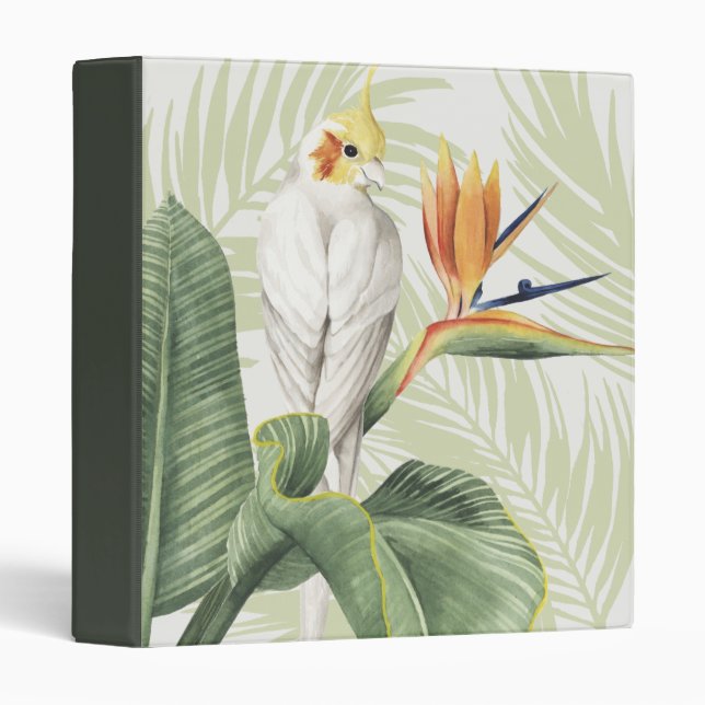 Classeur Feuilles De Palmiers Avec Oiseau Blanc (Devant/Côté)