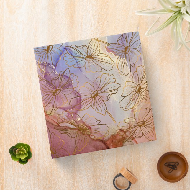 Classeur Feuilles florales sur Pastel Abstrait (In Situ)