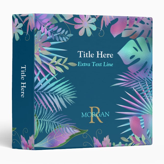 Classeur Feuilles Iridescente do-it-yourself Monogramme Nom (Devant/Côté)