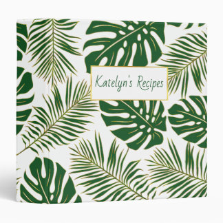 Classeur Feuilles tropicales vertes et dorées recette tenda