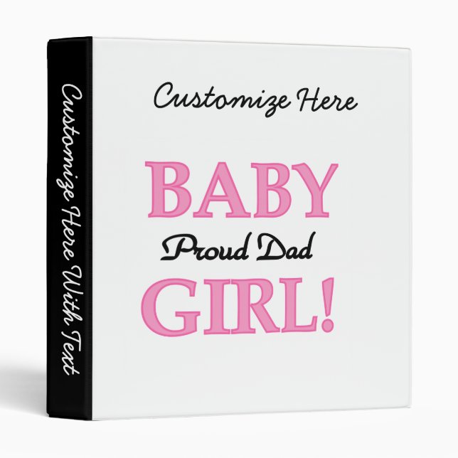Classeur Fier Papa Bébé Fille Cadeaux (Devant/Côté)