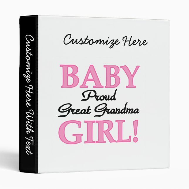 Classeur Fière grand grand grand-mère bébé cadeaux de fille (Devant/Côté)
