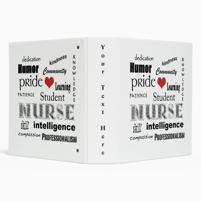 Classeur Fierté-Attributs d'élève-infirmière/blanc+Coeur (Arrière-plan)