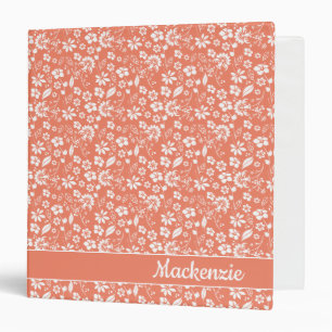 Classeur Fille Corail Pêche Fleurs tropicales