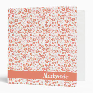Classeur Fille Corail Pêche Fleurs tropicales