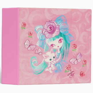 Classeur Fille de Kawaii avec le chaton