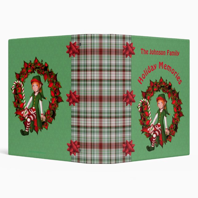 Classeur Fille Elf Wreath Fête Noël Personnalisé (Arrière-plan)