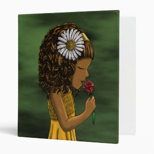 Classeur Fille et fleur afro-américaine mignonne