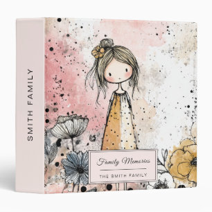 Classeur Fille Fantaisiste Aquarelle aux Accents Floraux (1