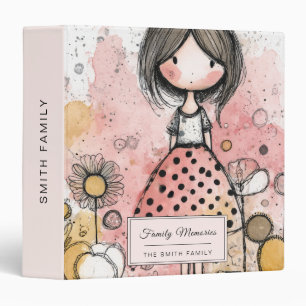 Classeur Fille Fantaisiste Aquarelle avec Accents Floraux (