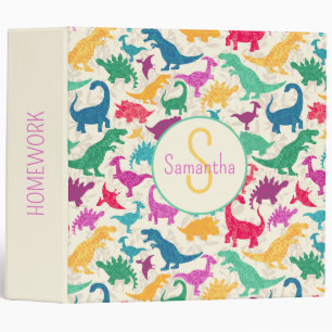 Classeur Fille Florale Dinosaure Silhouette Filles
