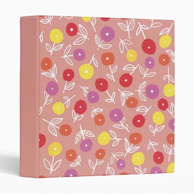 Classeur Fille mignonne Peach Floral Ditsy Motif (Devant/Côté)