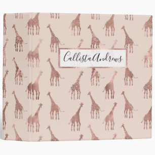 Classeur Fille moderne Rose Or Blush Giraffes rose