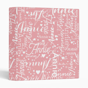 Classeur Fille Nom Coeurs et étoiles Dusty rose