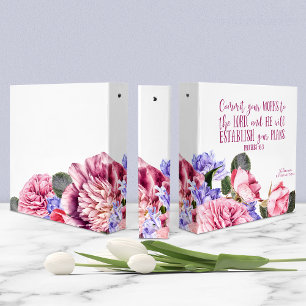 Classeur Fille personnalisée Bible chrétienne Verse Floral