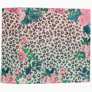 Classeur Fille Pink Mint Ombre Floral Parties scintillant E