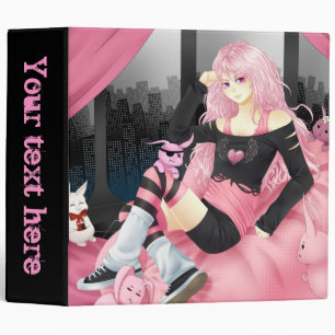 Classeur Fille punk rose d'anime 2"