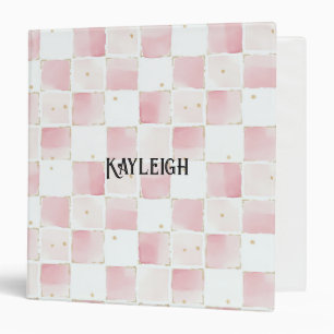Classeur Fille Rose Blanc Chic Carrés