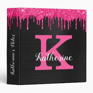 Classeur Fille rose noir Parties scintillant gouttes Glam M