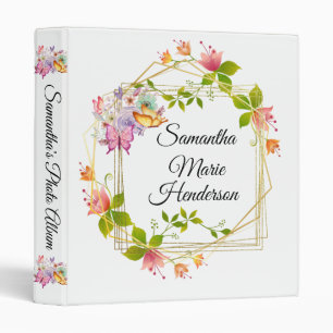 Classeur Fille rose papillon floral Wreath 3 anneau