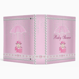 Classeur Fille Rose Parapluie Perle Blanc Baby Sho
