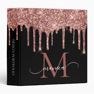 Classeur Fille Rose Parties scintillant or Blush Monogramme