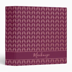 Classeur Fille Rose Rose Gold Foil Tribal Bourgogne Boho