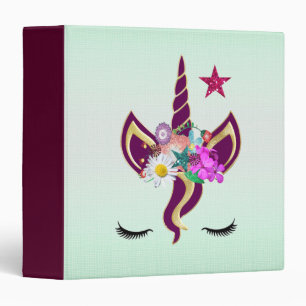 Classeur Fille tendance licorne super mignon or floral