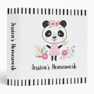 Classeur Filles personnalisées Cute Panda Rose Panda