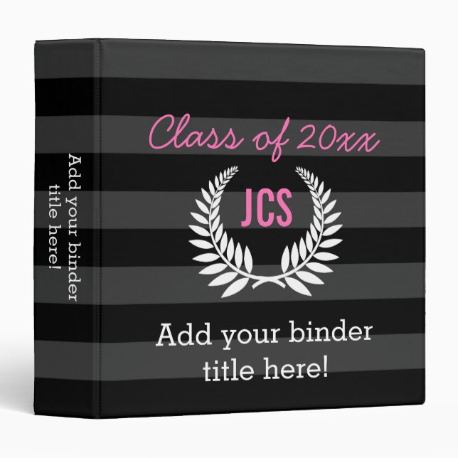 Classeur Filles sur mesure Graduation Party Black Rose Mono (Devant/Côté)