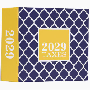 Classeur fiscal mûr Marine et Yellow Quatrefoil