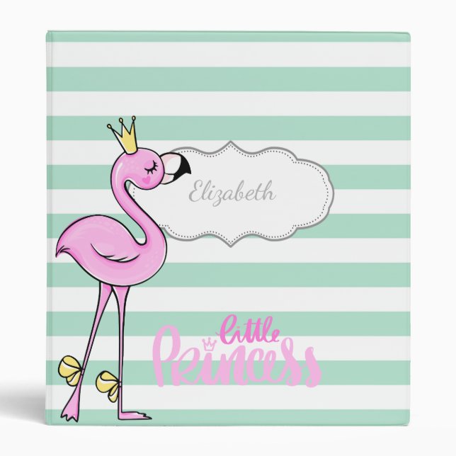 Classeur Flamant rose à pintes vertes, Petite Princesse (Devant)