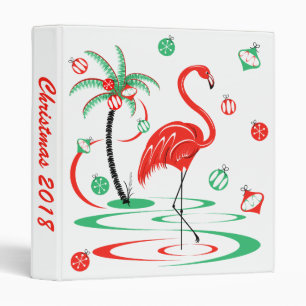 Classeur Flamant rose de Noël rouge Baubles anneau de texte