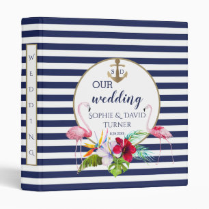 Classeur Flamant rose Floral Luau Marine Bleu Mariage Photo