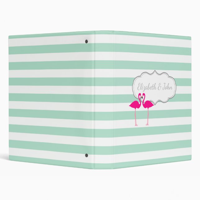 Classeur Flamants roses De Bandes Vertes À La Menthe En Amo (Arrière-plan)