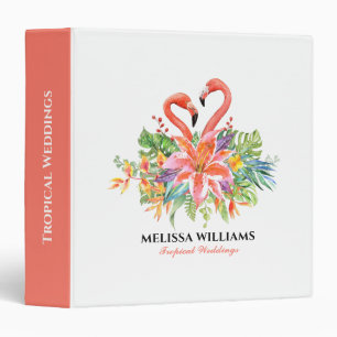 Classeur Flamants roses roses et fleurs tropicales Bouquet 