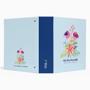 Classeur Flamants roses roses et Hibiscus Tropical 3 Cercle