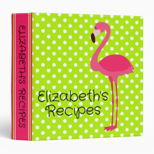 Classeur Flamants roses roses sur Polka vert et blanc Recet