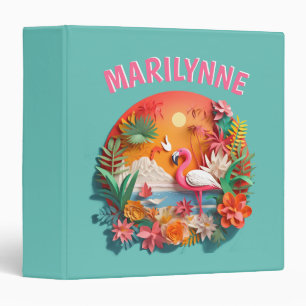 Classeur Flamingo Mignon 3D Tropical Cahier Scolaire Enfant